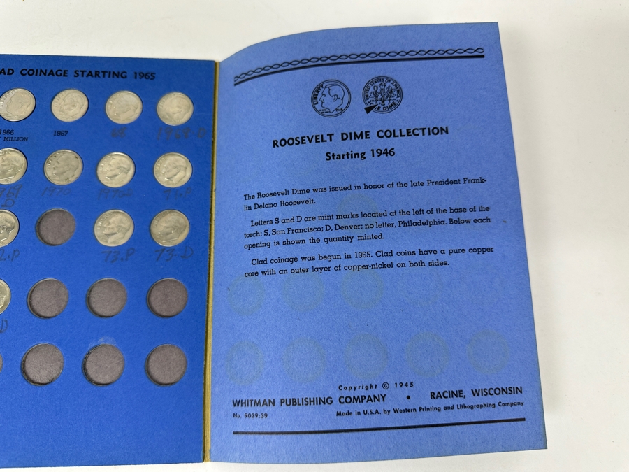 (64) Roosevelt Dime Collection: (48) Silver Dimes Starting From 1946-1964 Plus (16) Clad Coinage Dimes Starting From 1965-1974 [Photo 9]