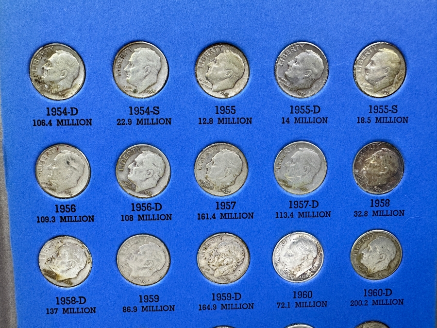 (64) Roosevelt Dime Collection: (48) Silver Dimes Starting From 1946-1964 Plus (16) Clad Coinage Dimes Starting From 1965-1974 [Photo 5]