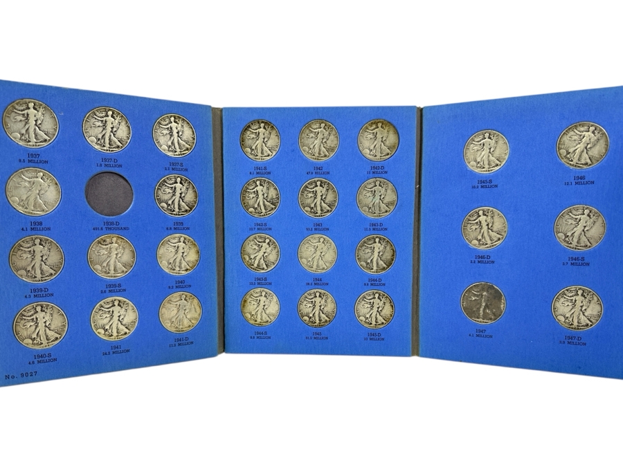 Liberty Standing Silver Half Dollar Collection From 1937-1947 Complete Except For 1938-D - Total Of (29) Liberty Standing Silver Half Dollars