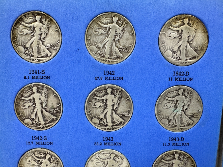 Liberty Standing Silver Half Dollar Collection From 1937-1947 Complete Except For 1938-D - Total Of (29) Liberty Standing Silver Half Dollars [Photo 4]