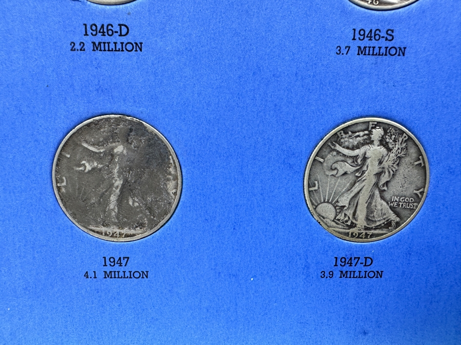 Liberty Standing Silver Half Dollar Collection From 1937-1947 Complete Except For 1938-D - Total Of (29) Liberty Standing Silver Half Dollars [Photo 7]