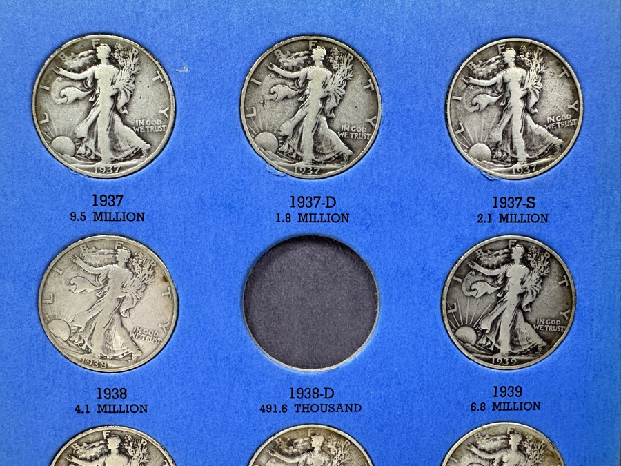 Liberty Standing Silver Half Dollar Collection From 1937-1947 Complete Except For 1938-D - Total Of (29) Liberty Standing Silver Half Dollars [Photo 2]