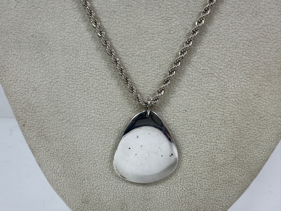 Efva Attling Sterling Silver Rose Petal Pendant With 19' Sterling Silver Rope Chain Necklace 26.8g [Photo 5]