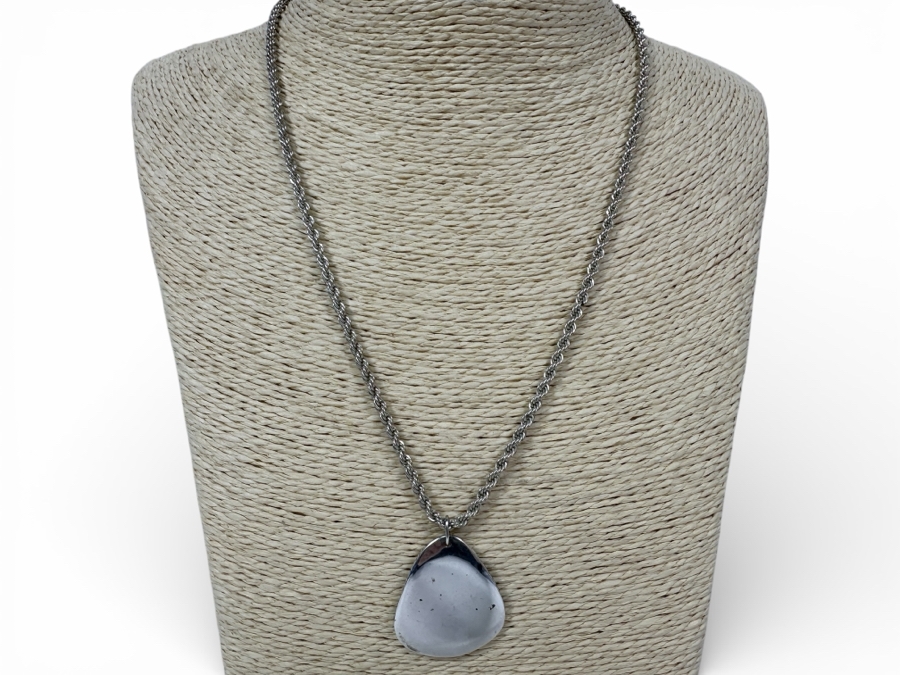 Efva Attling Sterling Silver Rose Petal Pendant With 19' Sterling Silver Rope Chain Necklace 26.8g [Photo 3]