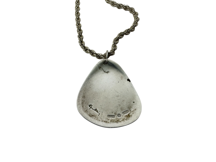 Efva Attling Sterling Silver Rose Petal Pendant With 19' Sterling Silver Rope Chain Necklace 26.8g [Photo 2]