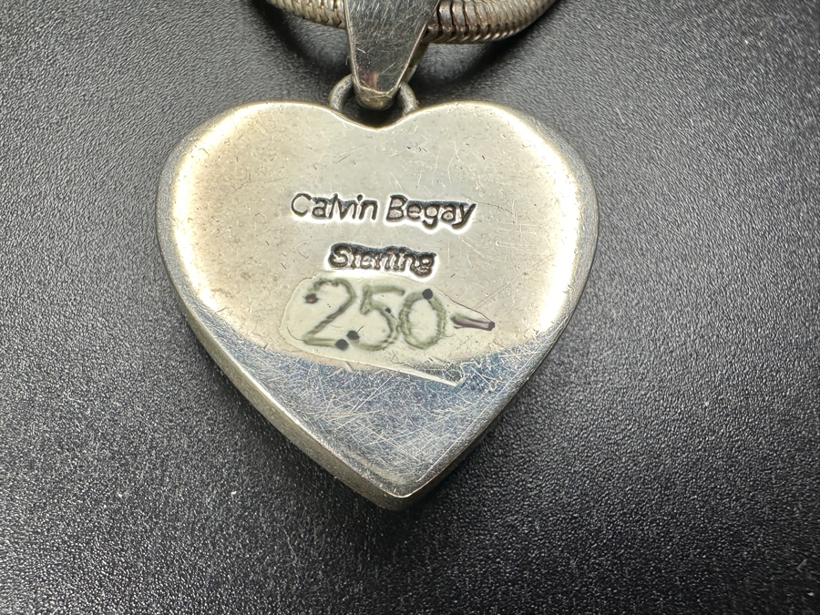 Calvin Begay Sterling Navajo Inlaid Turquoise Opal Pendant With 29' Sterling Silver Chain Necklace 30.9g [Photo 5]