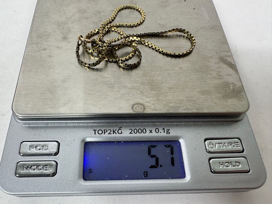 14k Gold 15' Box Chain Necklace 5.7g [Photo 7]