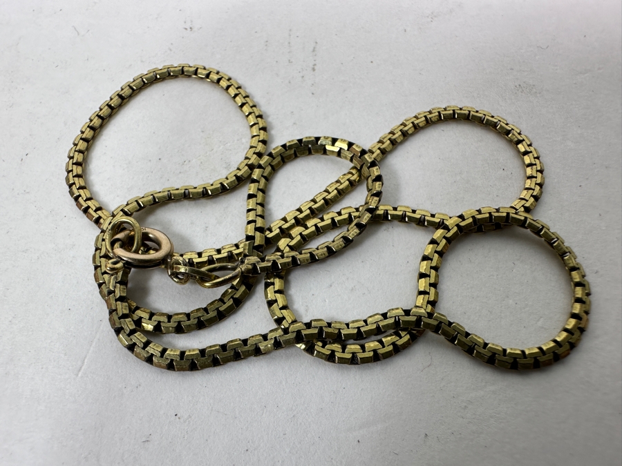 14k Gold 15' Box Chain Necklace 5.7g [Photo 5]