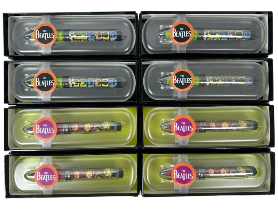 (8) Rare The Beatles - Rubber Soul & Hard Day's Night Limited Edition Pod Pens (Refillable Ink) New Old Stock
