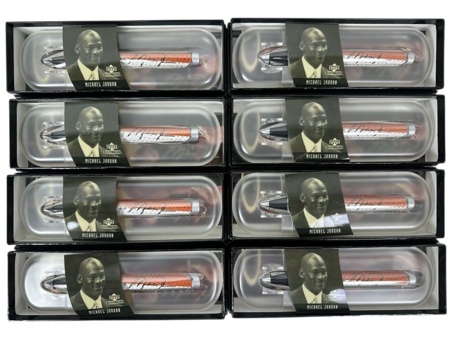 (8) Rare Michael Jordan Upper Deck Collectibles Pod Pens (Refillable Ink) New Old Stock