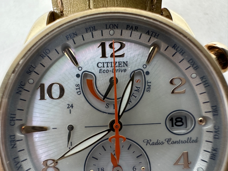 Women's Citizen Eco-Drive World Time A-T Atomic Watch H820-S125711 KA Retails $550 [Photo 2]