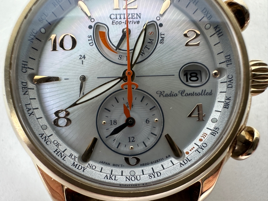 Women's Citizen Eco-Drive World Time A-T Atomic Watch H820-S125711 KA Retails $550 [Photo 3]