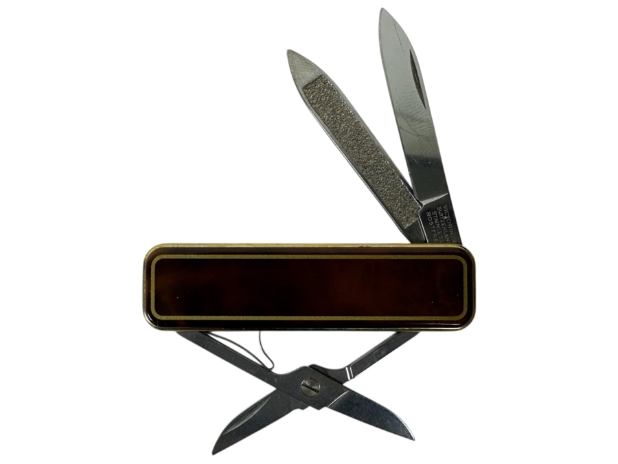 Victorinox Classic Deluxe De Luxe Swiss Army Knife Retired Luxury Version Of The Standard Classic Model With 18k Gold Plated Scales 2.25'L Retails $150