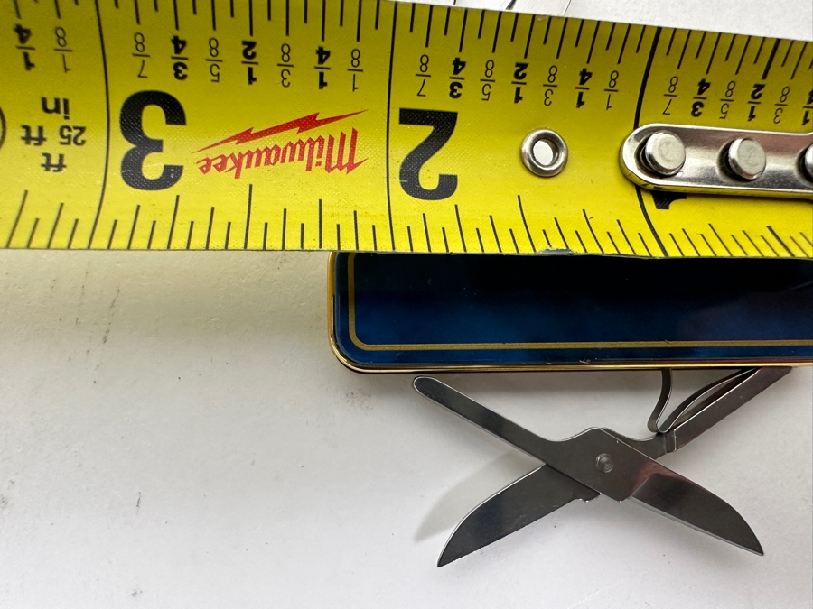 Victorinox Classic Deluxe De Luxe Swiss Army Knife Retired Luxury Version Of The Standard Classic Model With 18k Gold Plated Scales - Blue Color 2.25'L Retails $150 [Photo 6]