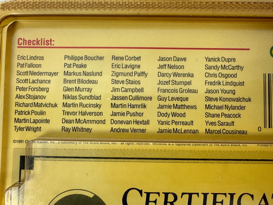 New Old Stock Limited Edition Classic 1991 Hockey Draft Picks Trading Cards With Certificate Of Authenticity [Photo 7]