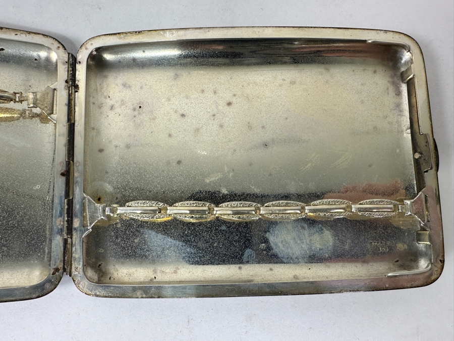 Vintage Japanese Etched Sterling Silver Cigarette Case Signed Underneath With Original Box Weighs 139g [Photo 9]