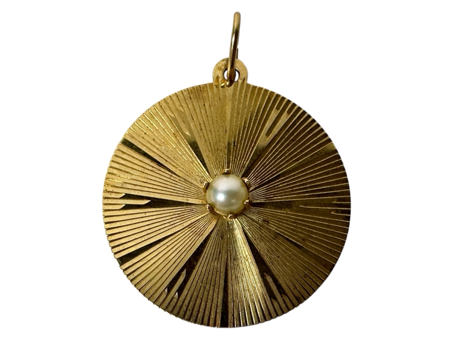 14k Gold Pearl Pendant 3.5g