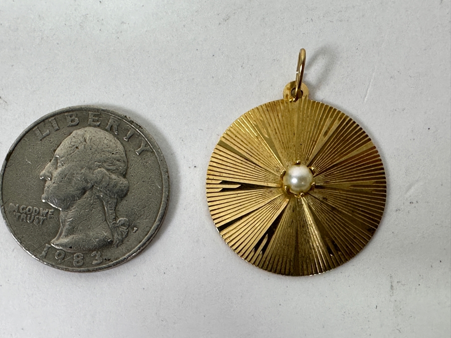 14k Gold Pearl Pendant 3.5g [Photo 3]