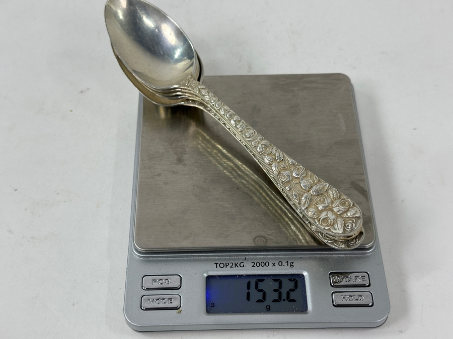 (5) Vintage Sterling Silver Schofield Baltimore Rose 6' Spoons 153.2g [Photo 8]
