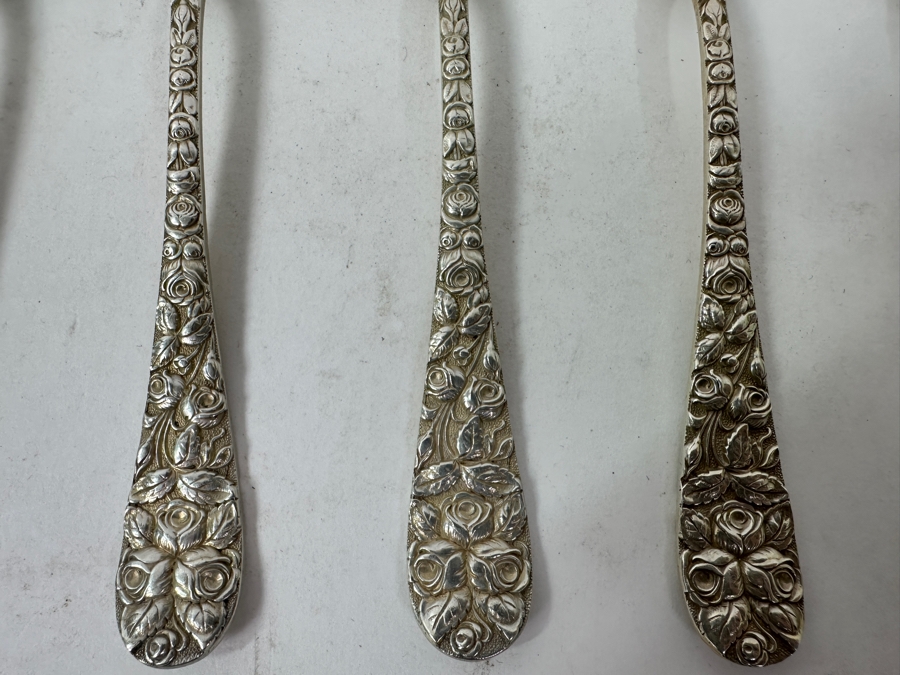 (5) Vintage Sterling Silver Schofield Baltimore Rose 6' Spoons 153.2g [Photo 2]