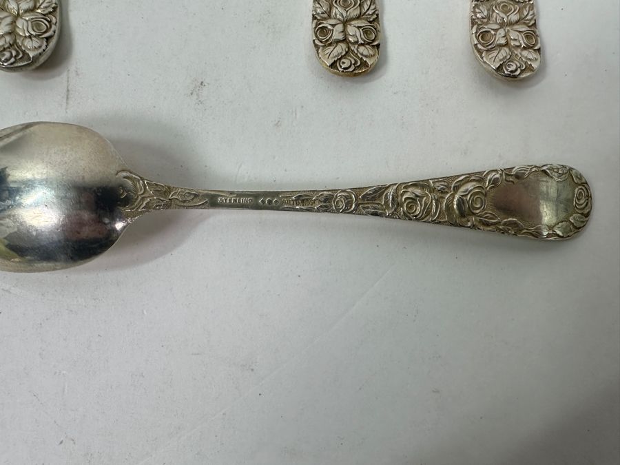 (5) Vintage Sterling Silver Schofield Baltimore Rose 6' Spoons 153.2g [Photo 4]