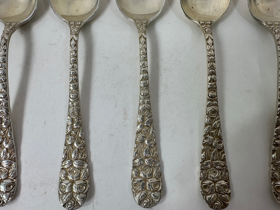 (5) Vintage Sterling Silver Schofield Baltimore Rose 6' Spoons 153.2g [Photo 3]