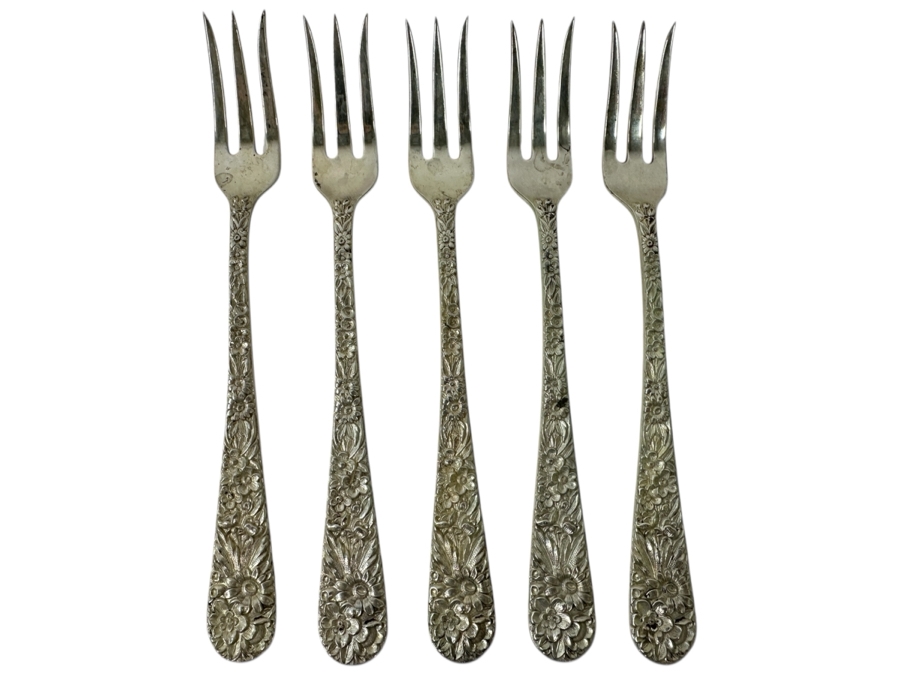 (5) Vintage Sterling Silver S. Kirk & Son 5.25' Seafood Forks 88.8g