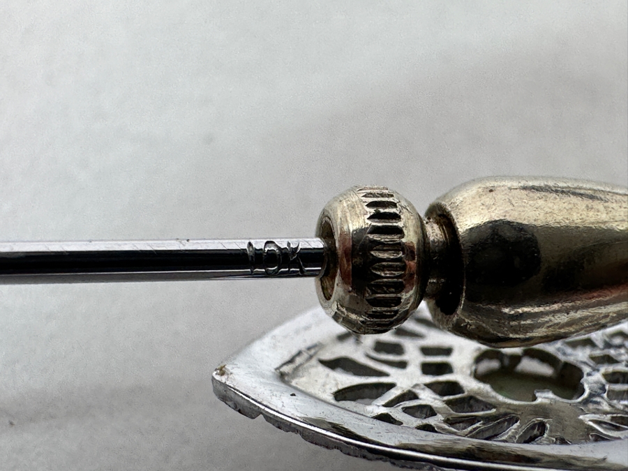 Antique Art Deco 10k White Gold Opal Stick Pin With Box 1.0g [Photo 5]