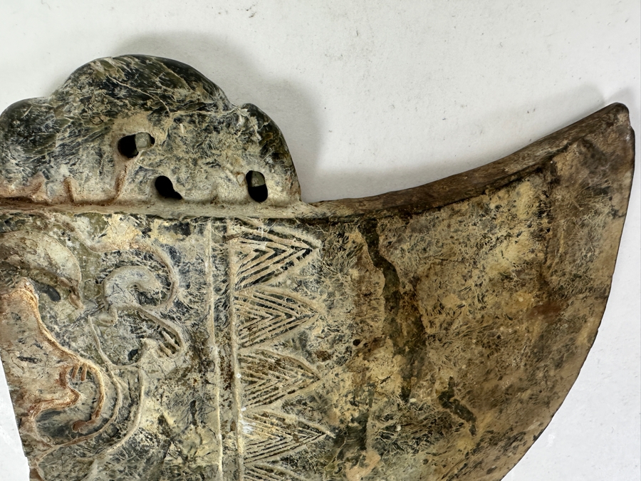 Vintage Chinese Carved Green Stone Ax Blade 6'W X 5'H X 0.5'D [Photo 10]