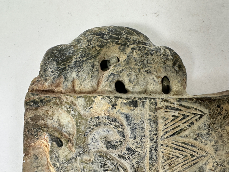 Vintage Chinese Carved Green Stone Ax Blade 6'W X 5'H X 0.5'D [Photo 9]