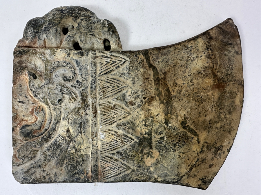 Vintage Chinese Carved Green Stone Ax Blade 6'W X 5'H X 0.5'D [Photo 6]