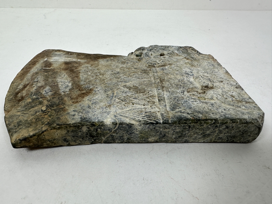 Vintage Chinese Carved Green Stone Ax Blade 6'W X 5'H X 0.5'D [Photo 4]