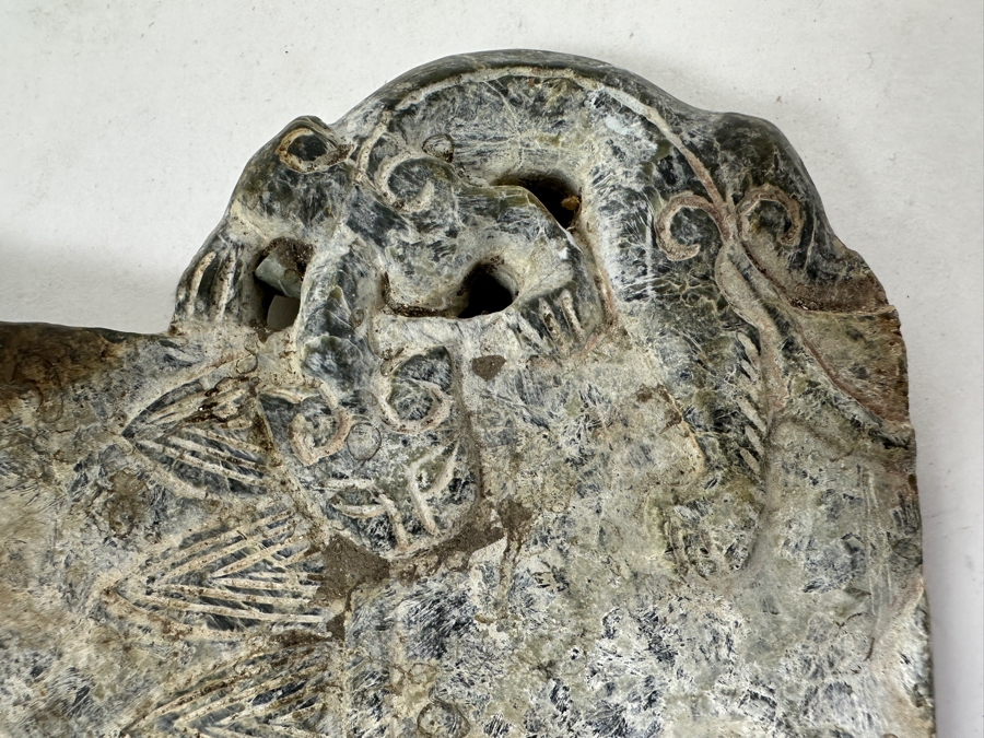 Vintage Chinese Carved Green Stone Ax Blade 6'W X 5'H X 0.5'D [Photo 2]