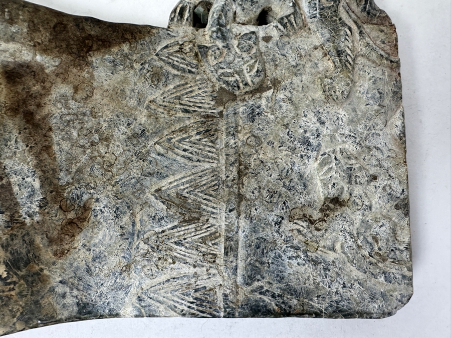 Vintage Chinese Carved Green Stone Ax Blade 6'W X 5'H X 0.5'D [Photo 3]