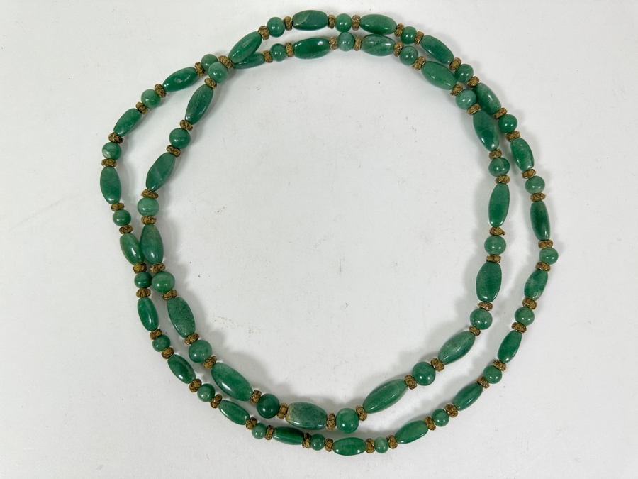 Wonderful Vintage Chinese Green Jade 50' Necklace [Photo 6]