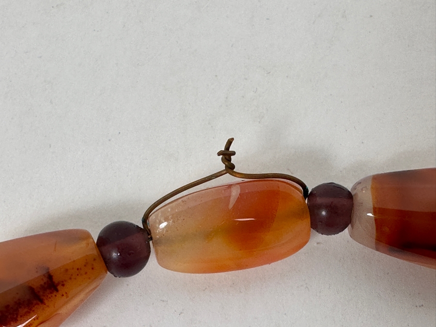 Multi-Stone 24' Necklace And Pair Of Vintage Chinese Carved Stone Pendants [Photo 8]