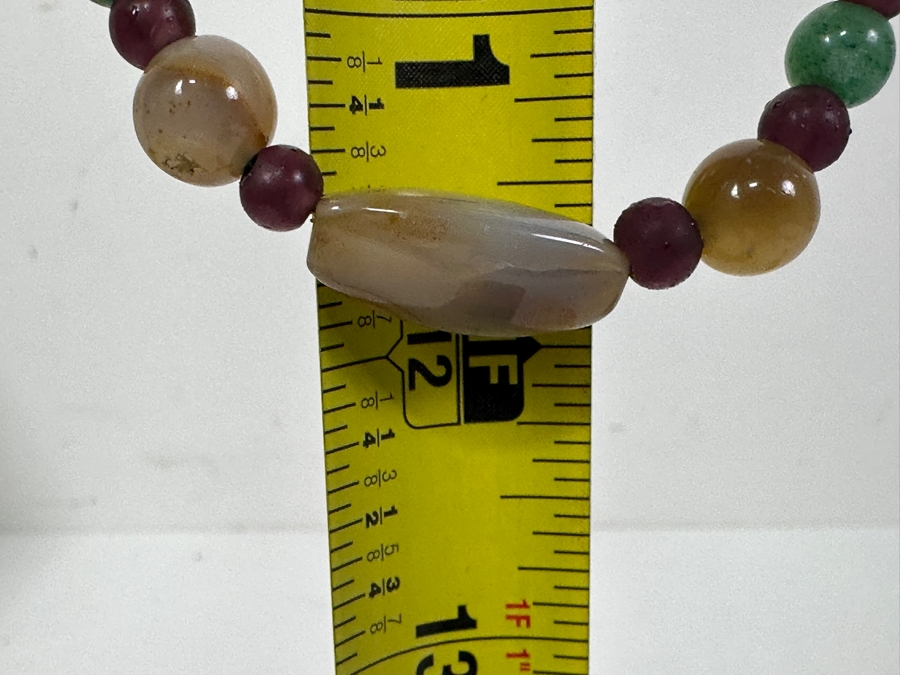 Multi-Stone 24' Necklace And Pair Of Vintage Chinese Carved Stone Pendants [Photo 9]