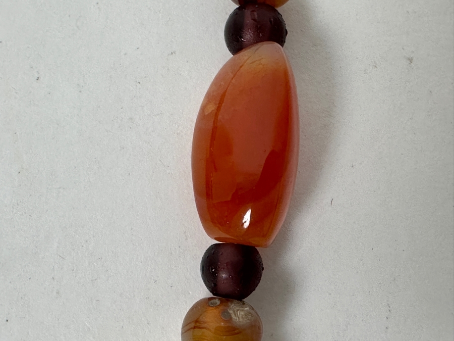 Multi-Stone 24' Necklace And Pair Of Vintage Chinese Carved Stone Pendants [Photo 6]