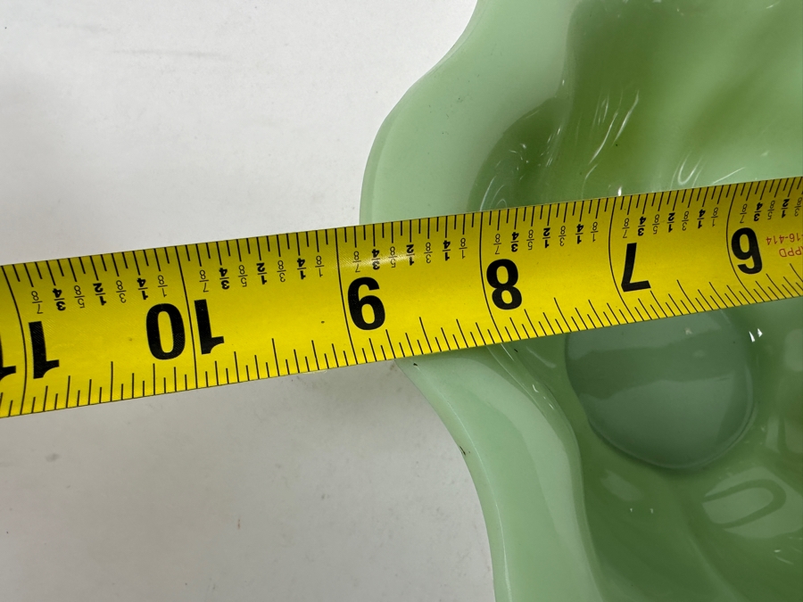 Vintage Chinese Green Glass 9'W Bowl And Vintage Chinese Blue Glass 12' Dish Both Marked China [Photo 13]