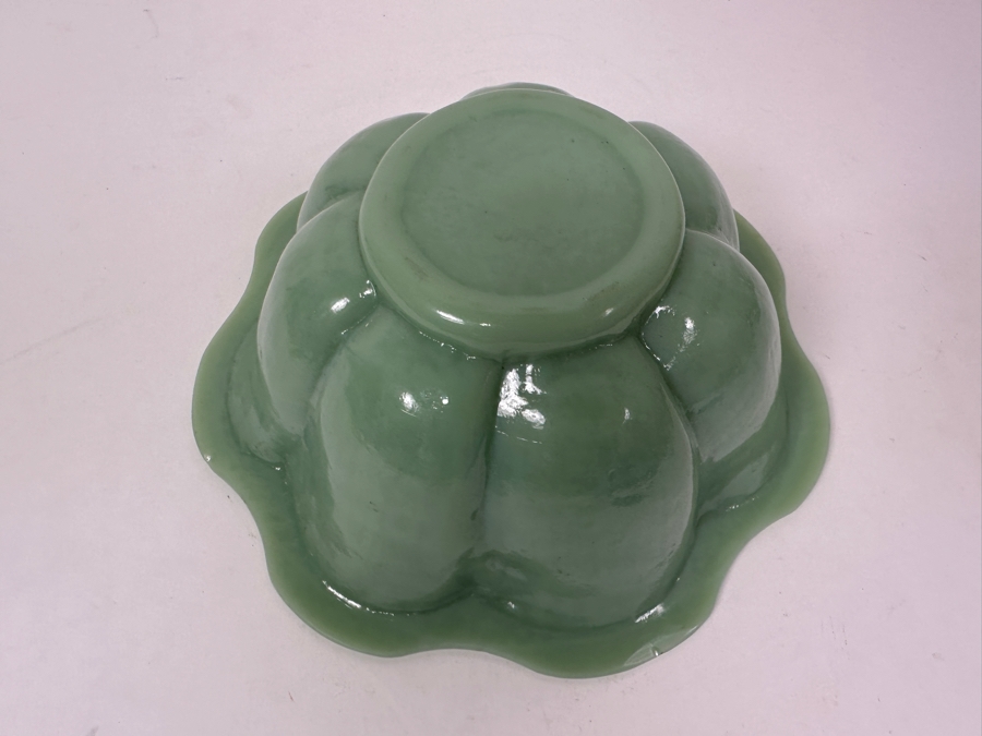 Vintage Chinese Green Glass 9'W Bowl And Vintage Chinese Blue Glass 12' Dish Both Marked China [Photo 12]