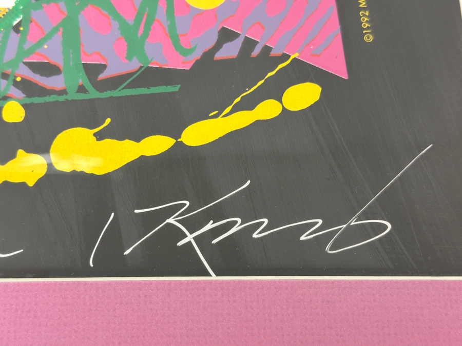 Signed Limited Edition Stevie Ray Vaughan Fender Guitar Lithograph Hand Signed By Artists Robert Knight And Jim Evans Numbered 17 Of 200 1992 Mirage Editions, Inc. Acquired From A Former Fender Guitar Employee 20' X 26.5' Framed 26' X 32.5' [Photo 8]