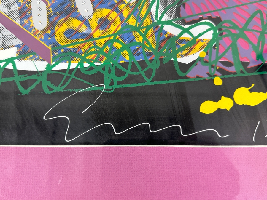 Signed Limited Edition Stevie Ray Vaughan Fender Guitar Lithograph Hand Signed By Artists Robert Knight And Jim Evans Numbered 17 Of 200 1992 Mirage Editions, Inc. Acquired From A Former Fender Guitar Employee 20' X 26.5' Framed 26' X 32.5' [Photo 7]