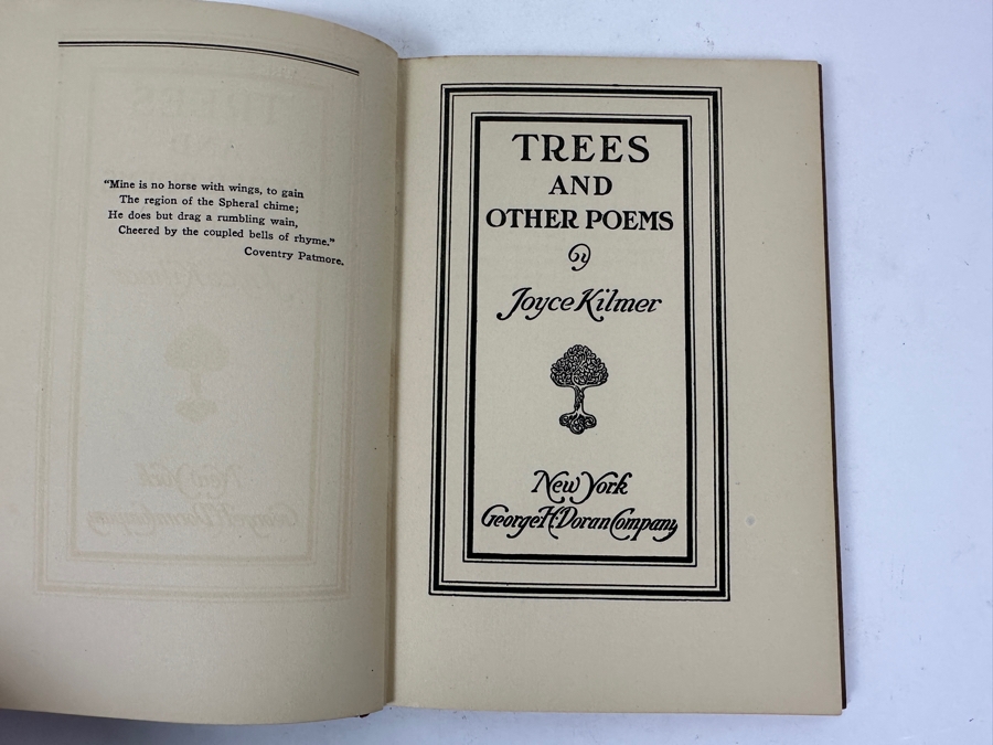 Antique 1914 First Edition Hardcover Book Trees And Other Poems By Joyce Kilmer Published By George H. Doran Company (Biding Has Slight Damage) [Photo 5]