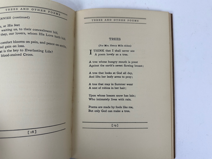 Antique 1914 First Edition Hardcover Book Trees And Other Poems By Joyce Kilmer Published By George H. Doran Company (Biding Has Slight Damage) [Photo 9]