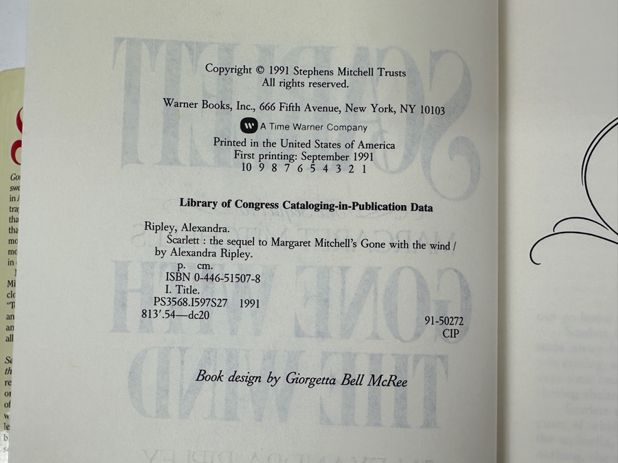 Pair Of First Printing September 1991 Hardcover Books Scarlett The Sequel To Margaret Mitchell's Gone With The Wind By Alexandra Ripley [Photo 5]