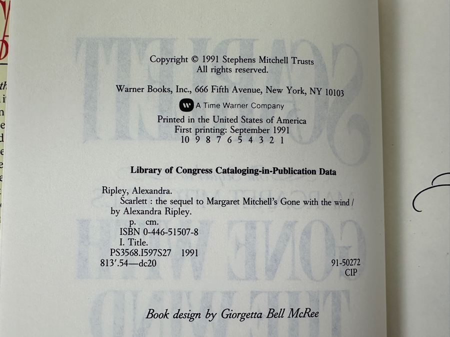 Pair Of First Printing September 1991 Hardcover Books Scarlett The Sequel To Margaret Mitchell's Gone With The Wind By Alexandra Ripley [Photo 3]