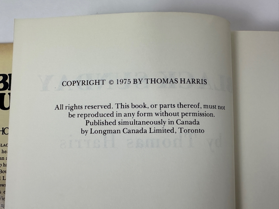 Vintage 1975 First Edition Hardcover Book Black Sunday By Thomas Harris [Photo 10]