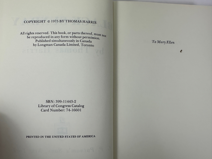 Vintage 1975 First Edition Hardcover Book Black Sunday By Thomas Harris [Photo 9]