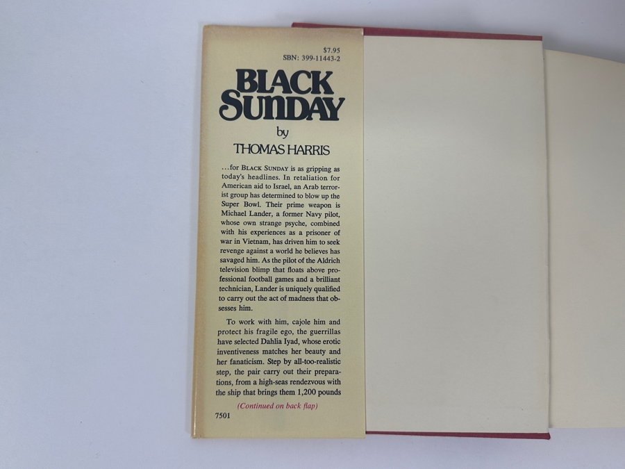 Vintage 1975 First Edition Hardcover Book Black Sunday By Thomas Harris [Photo 6]
