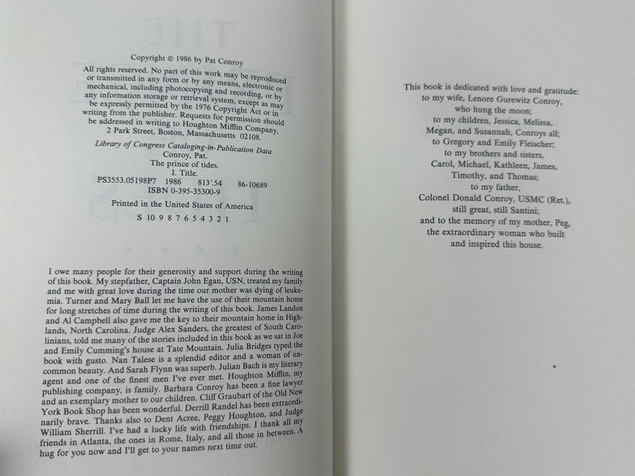 Vintage 1986 First Edition Hardcover Book The Prince Of Tides By Pat Conroy [Photo 7]